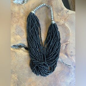 Multi Strand Black Bead Necklace